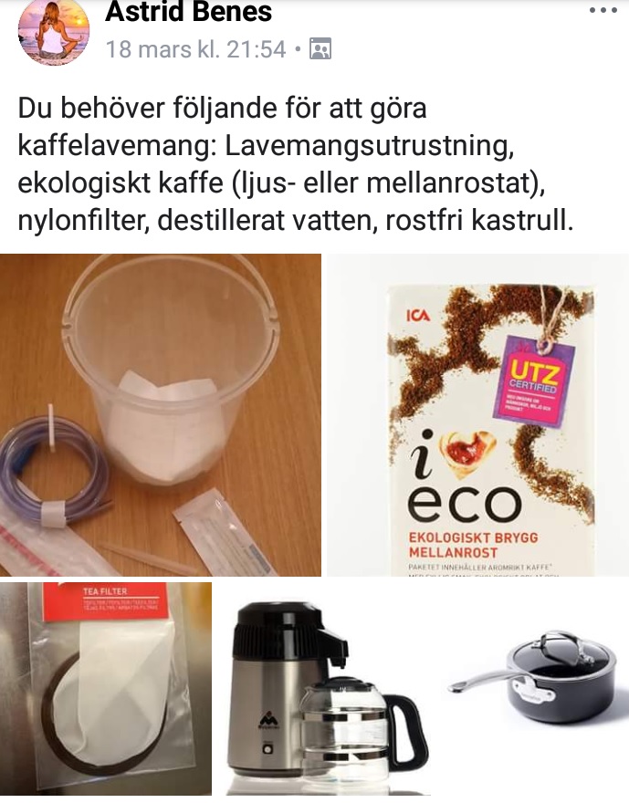 Recept på kaffelavemang för Gersonmetoden